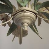 5 Light Vintage Italian Chandelier, Mathias Metal Bouquet, Pink Flowers