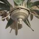 5 Light Vintage Italian Chandelier, Mathias Metal Bouquet, Pink Flowers