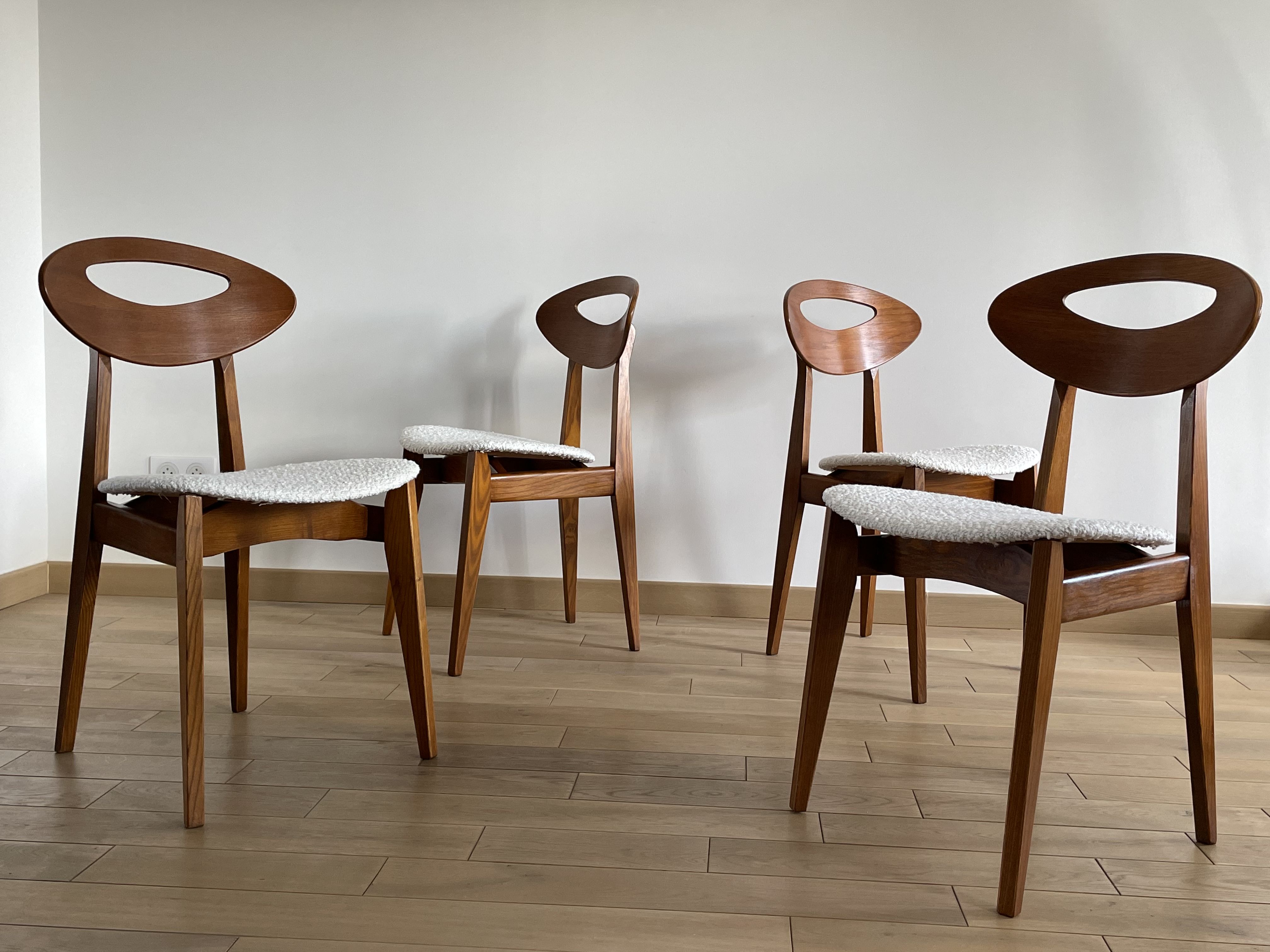 Lot 4 vintage chairs by Roger Landault for Sentou, France 1950