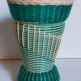 Glass vase and braided scoubidou thread 50s
