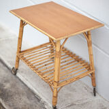 Bamboo table with wheels, bamboo service with wheels, servant, interior decoration