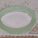 Oval plate with a light green rim and golden frieze, Cafés Lemaire.