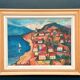 Original Swedish Oil on Panel – “Coastal Town” by Bartovicz 71 – Vintage & Framed – 51 × 41 cm (20" x 16.1")