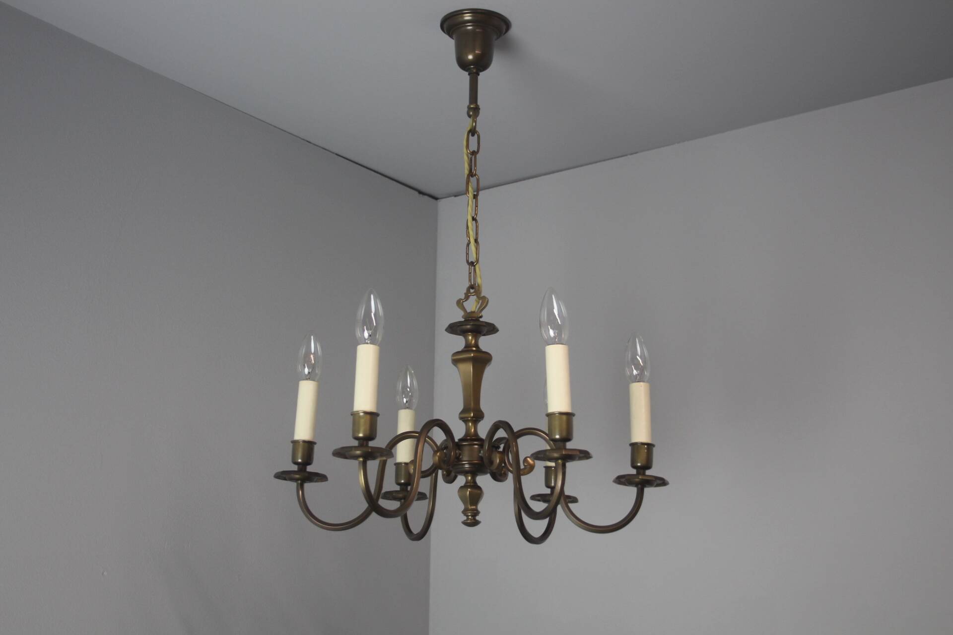 Vintage six-arm chandelier, 1970's.
