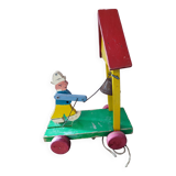 Ancien jouet à tirer en bois
