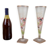 Pair of Frosted Glass Cornet Vases after Montjoye by Legras Art Nouveau period circa 1900