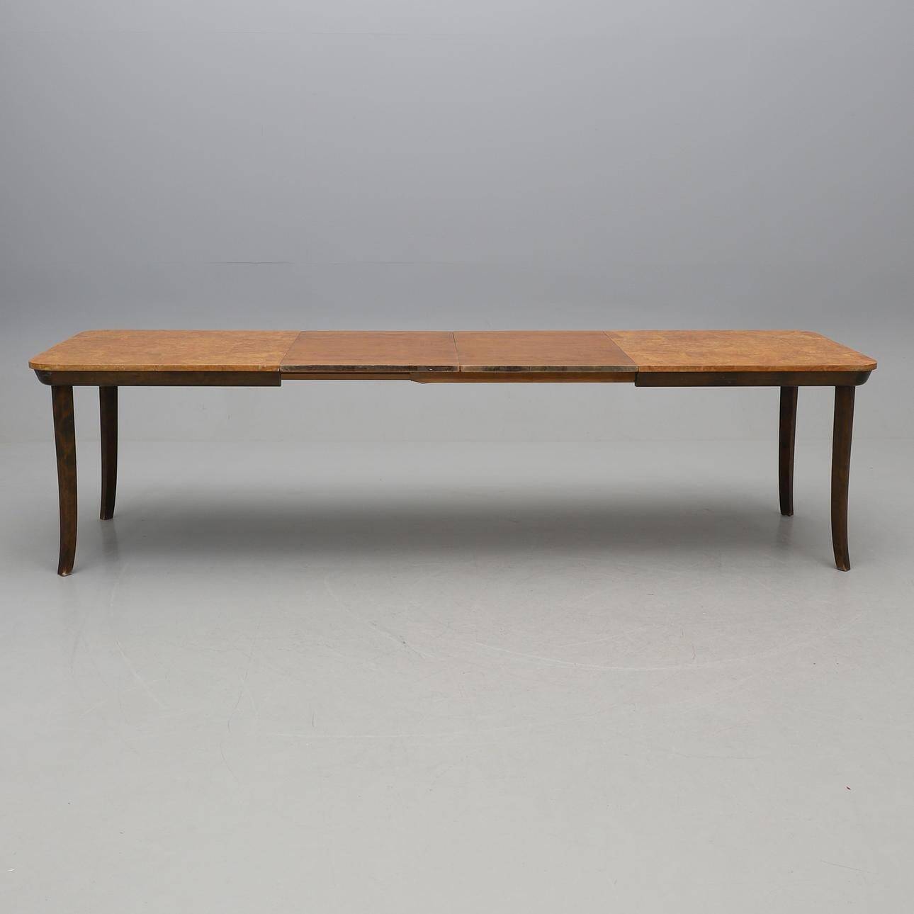 Dining table in burl and beech by Axel Einar Hjorth, NK 1938, Swedish Modern.
