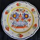 Old flat plate faience henriot quimper basket of flowers decor
