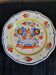 Old flat plate faience henriot quimper basket of flowers decor