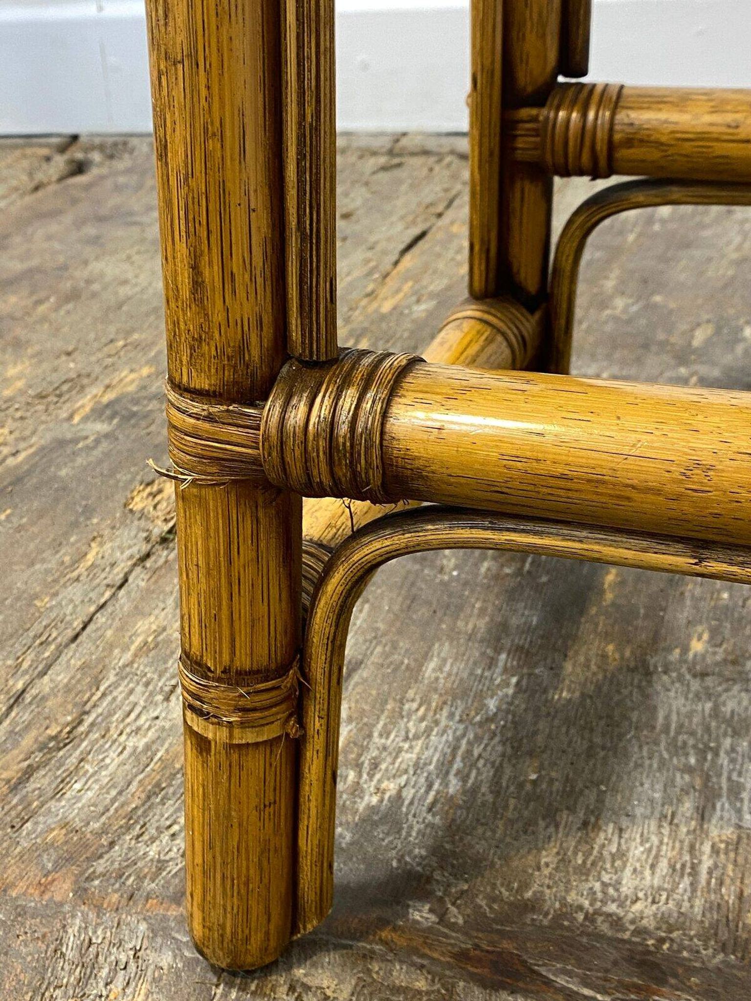 Rattan and cane stool, seaside spirit, mid-20th century.