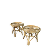 Pair of vintage 1960s rattan stools
