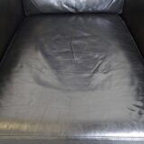 Unique Set of Exceptional Black Leather Schuitema Armchairs with Wood Made for Holland America
