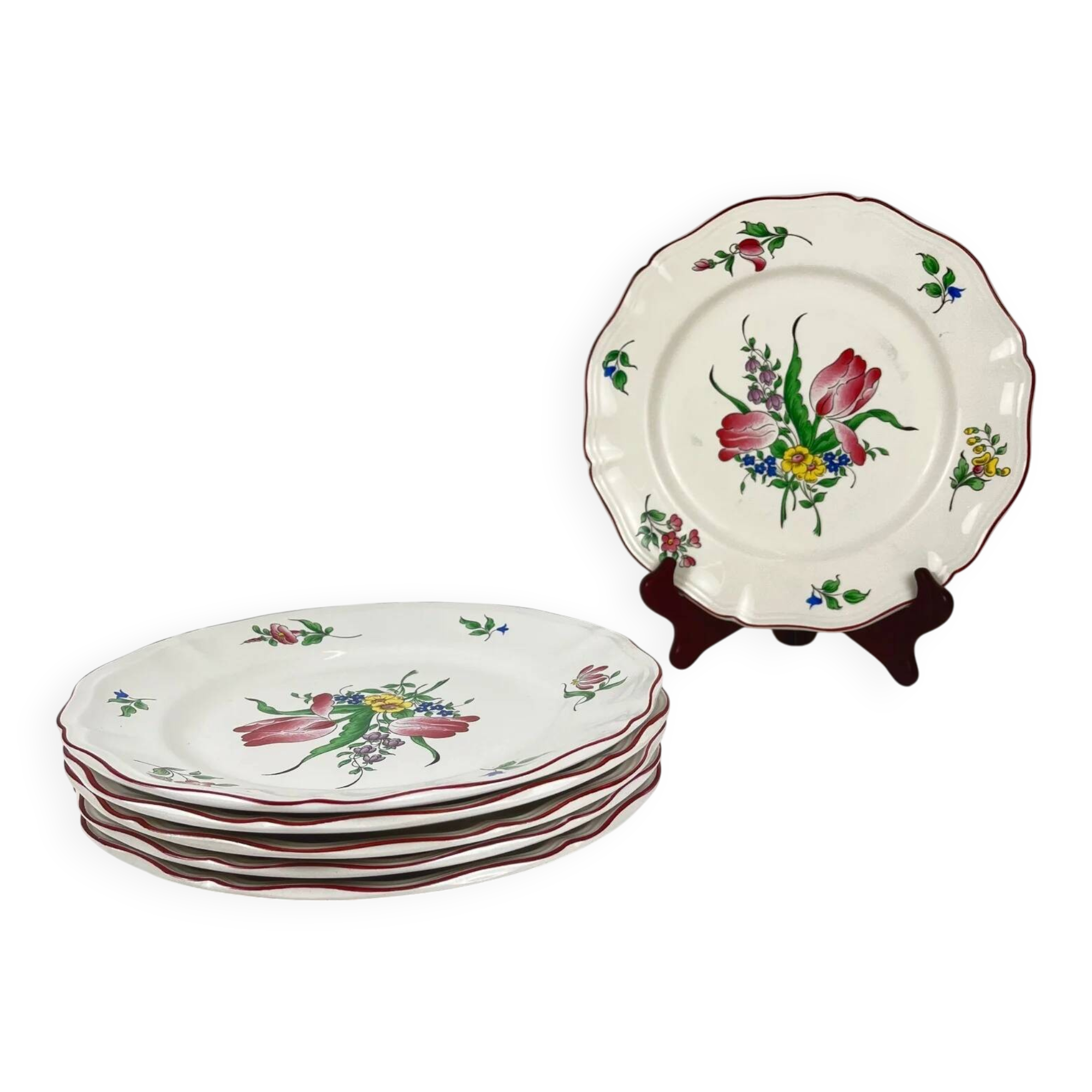 Set of 6 flat plates KG Lunéville, model Réverbère.