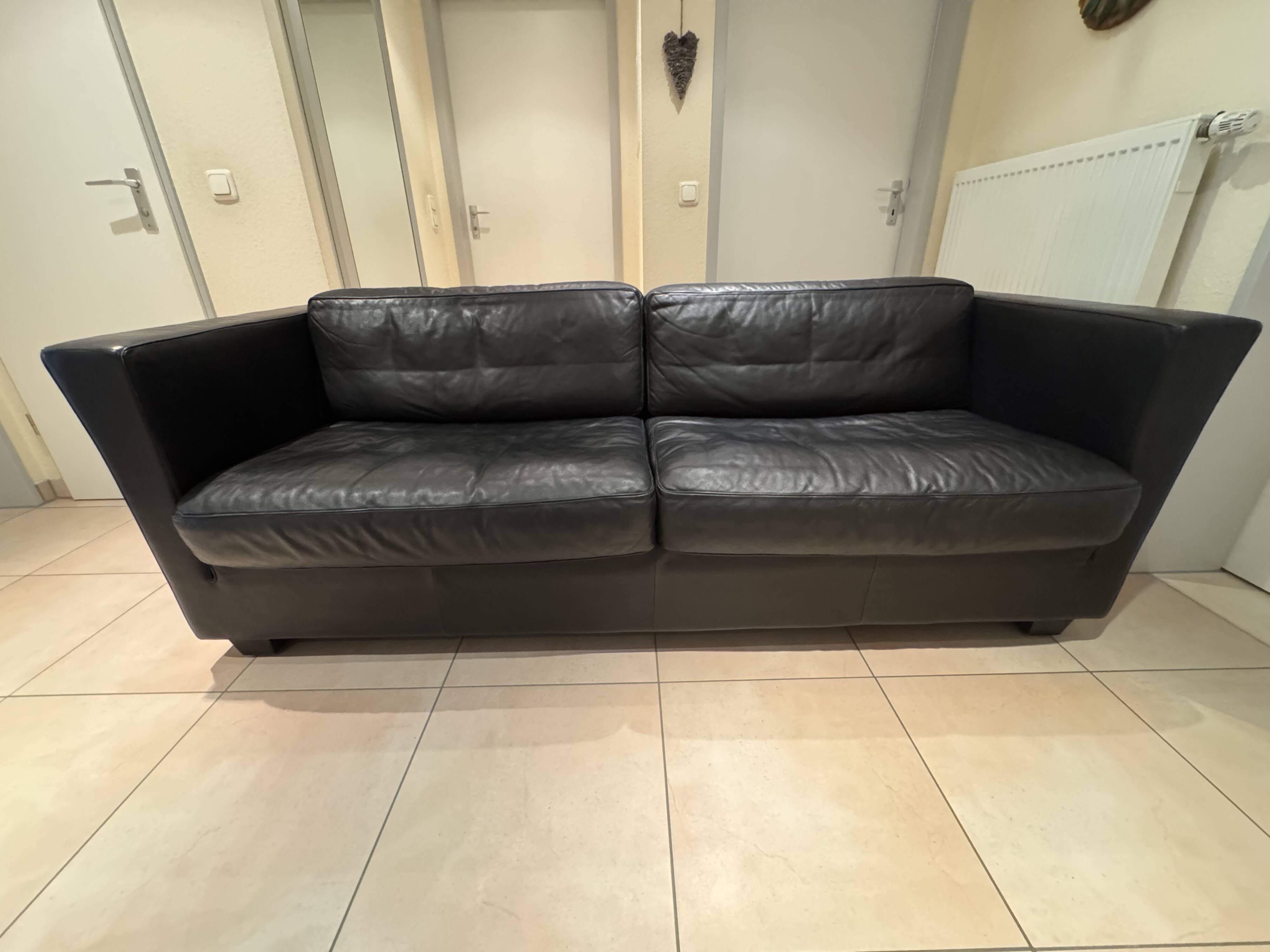 Black leather sofa by Sede – Design by Andrée Putman – 1990s