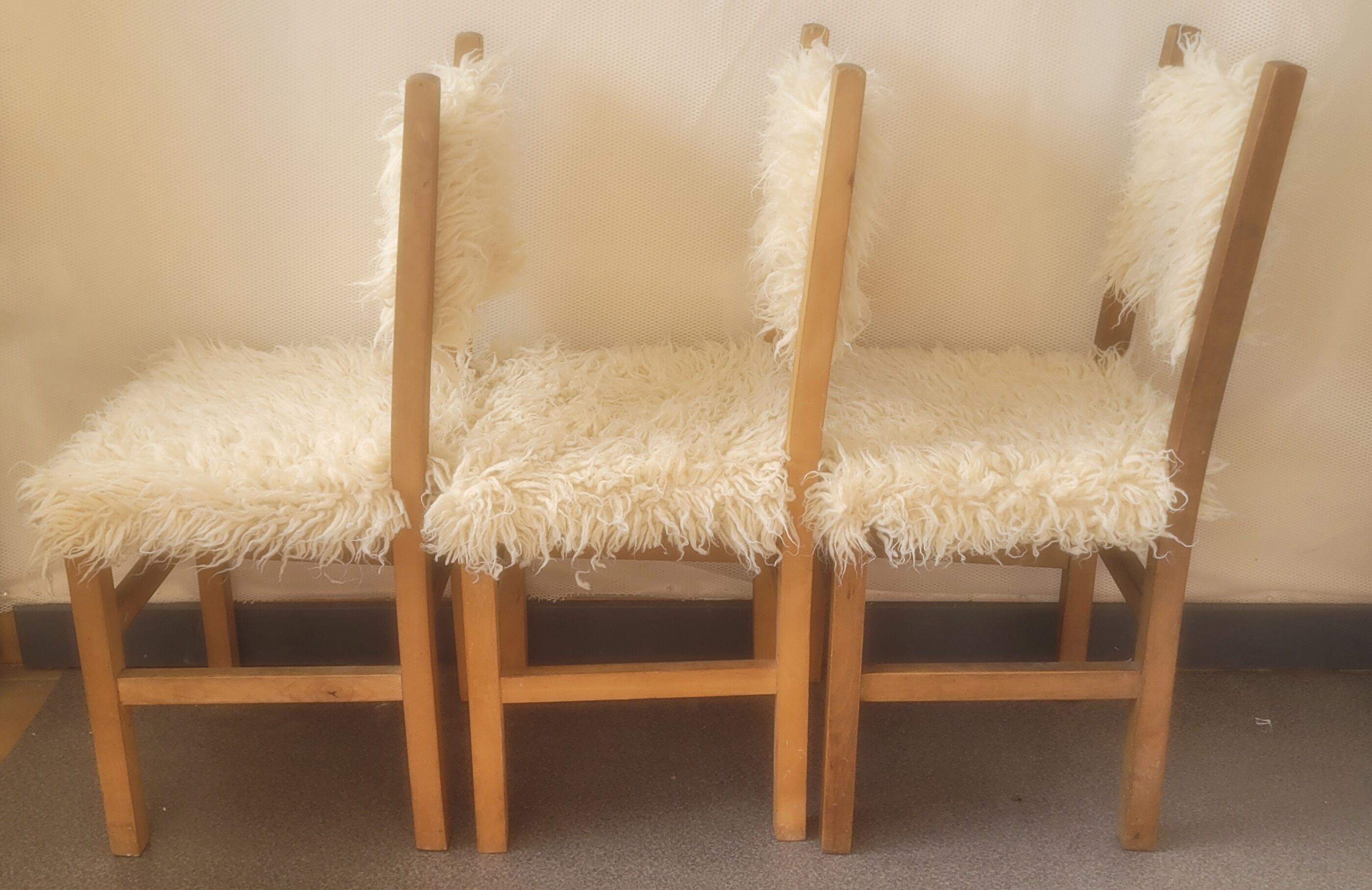 Chairs moumoute wood and wool deco savoyard chalet