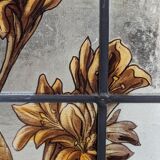 Pair of stained glass windows Hollyhocks