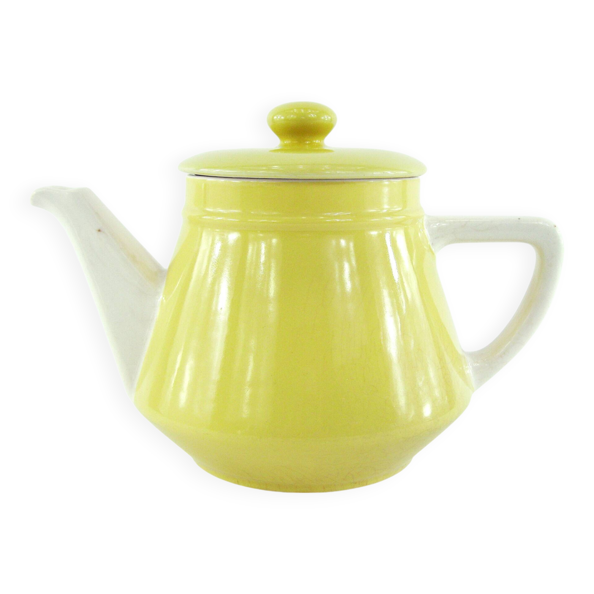 Yellow ceramic teapot - Villeroy & Boch France - vintage 1940s