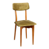 Vintage beech and velvet chair, Italian design, 1950, to be restored.