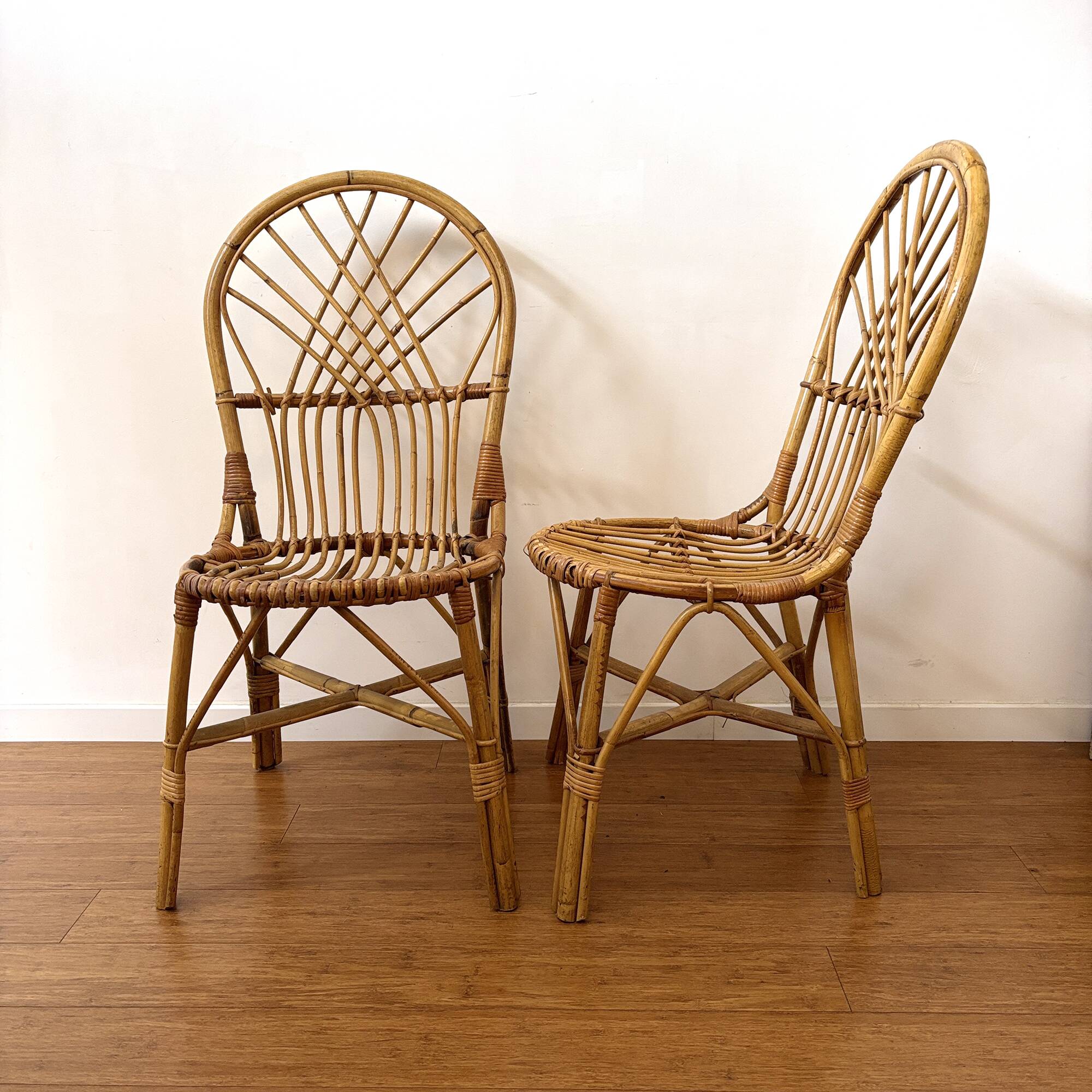 Pair of vintage 1960s rattan chairs