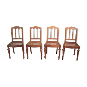 Suite de 4 chaises louis - merisier