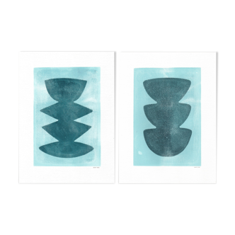 Duo of paintings on paper - M430 and M405 - signed Eawy