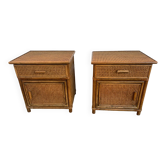 Pair of rattan bedside tables