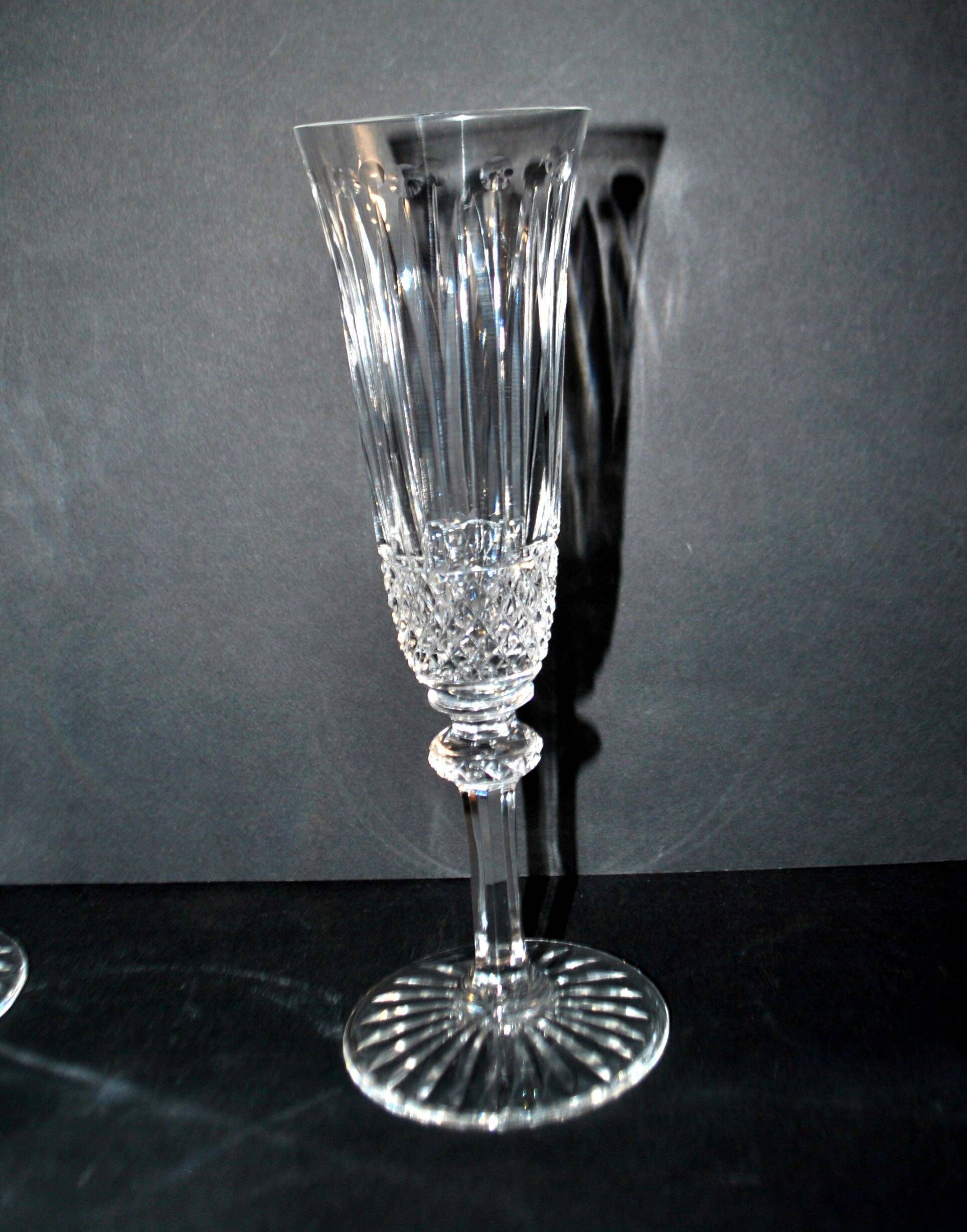Saint-Louis set of 6 Tommy cut crystal champagne flutes signed H18.5