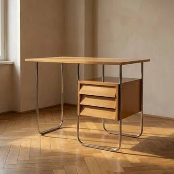 Writing desk, mid-century chrome and formica desk, 1950s, Czechoslovakia