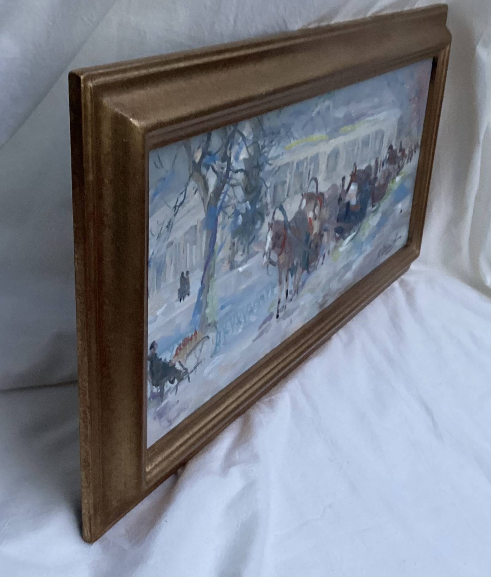 Painting Russian school Oil on canvas / cardboard signed framed dimensions: height -33cm - width -69cm