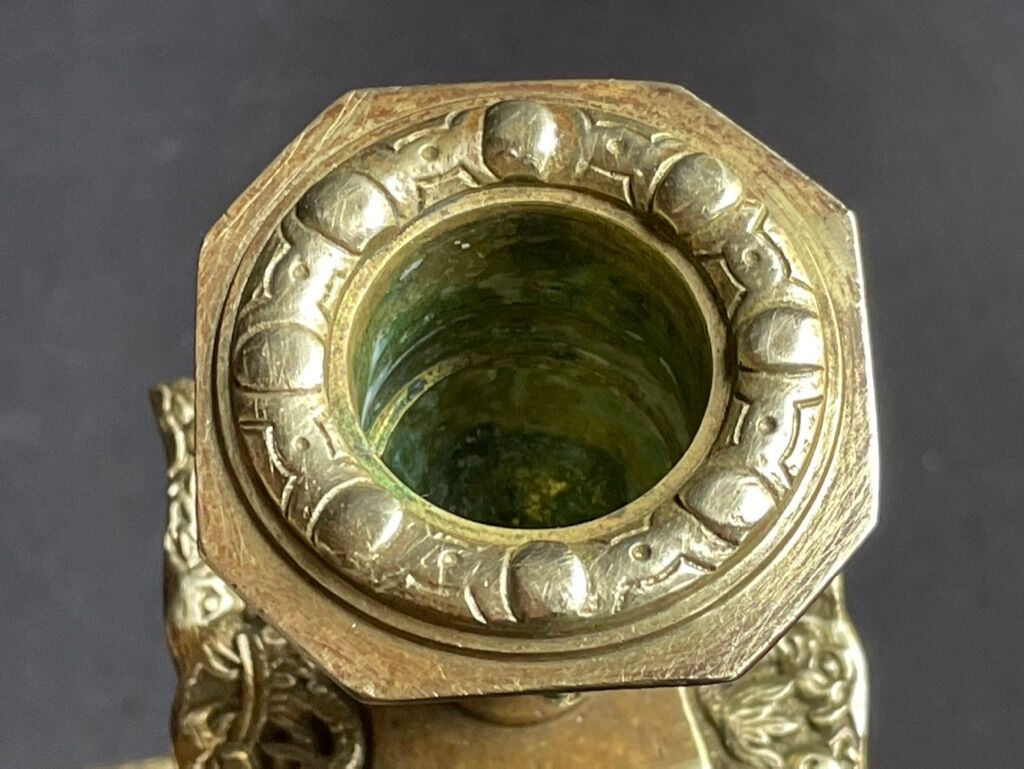 Pair of Napoleon III candle holders - Louis XIV style - Bronze (gilded)