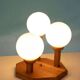 Bohemian glass ball table lamp from the 70s, wood & glass