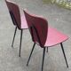2 petal chairs in burgundy red skai leather and black metal 1950 Sery