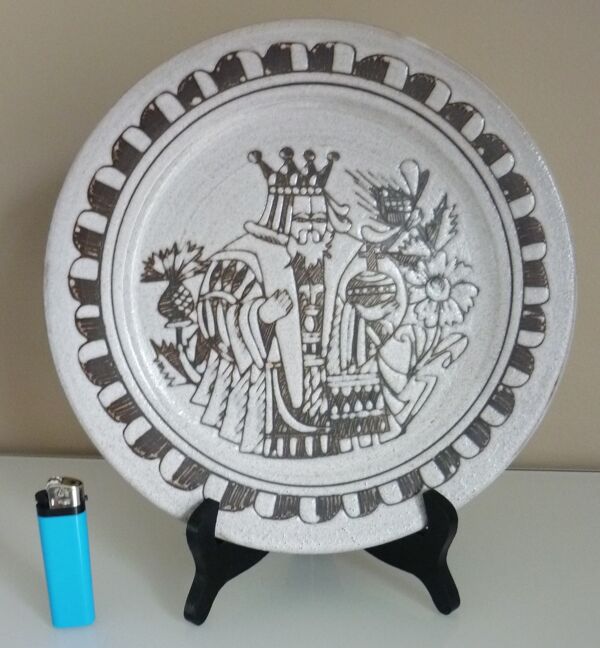 Assiette céramique d'art émaillée, signé La Tournerie, années 60/70