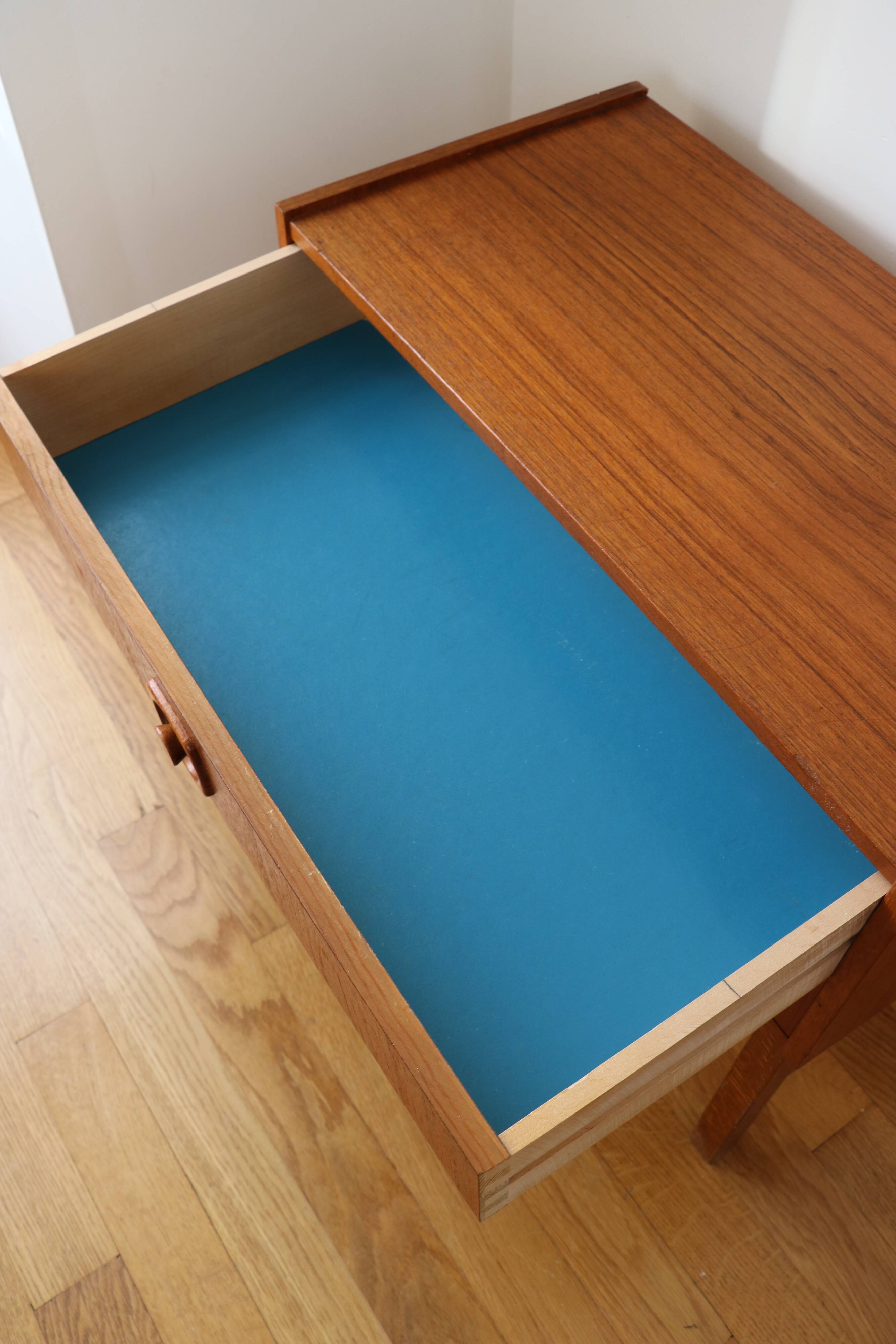 Bedside table, small Scandinavian chest of drawers, 1960, teak.