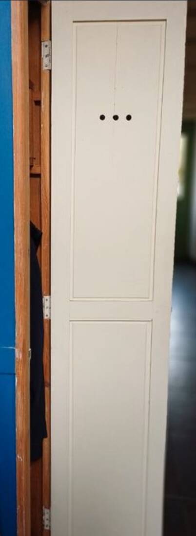 Vintage wooden factory wardrobe