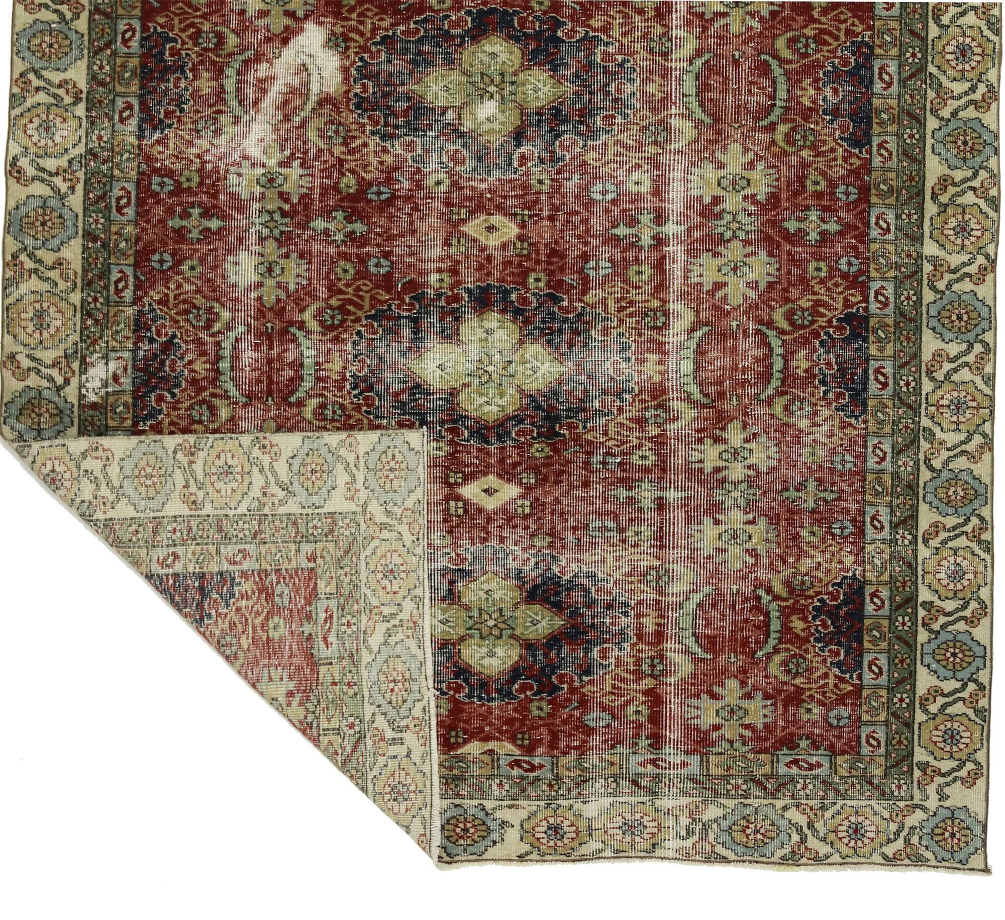 One-of-a-kind turkish handwoven vintage rug - rustic vintage charm 276x 174 cm