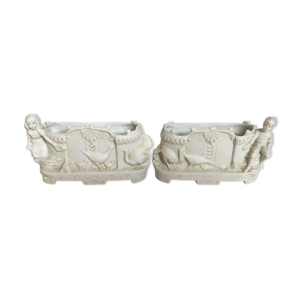 Pair old mini biscuit planters