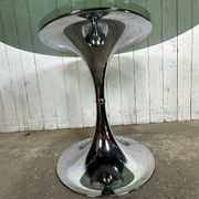 Table pied tulipe plateau verre fumé attribué à Gastone Rinaldi