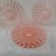 Art Deco Pressed Glass Dessert Plates in Pink — Circa 1930