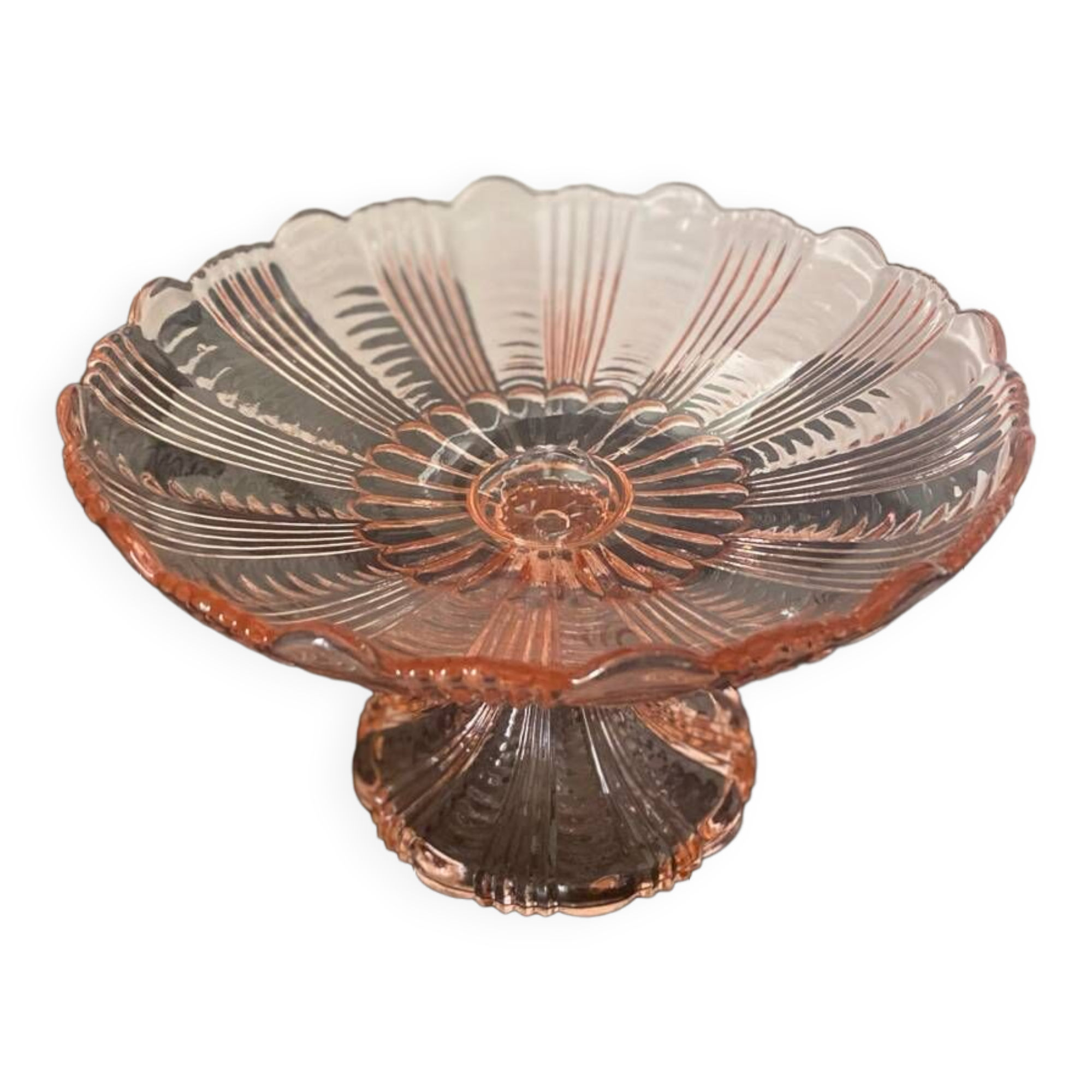 Pink glass compote bowl