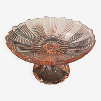 Pink glass compote bowl