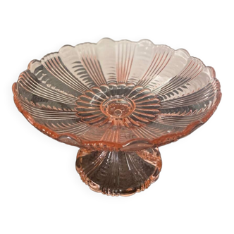 Compotier en verre rose