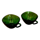 Set of 2 large vintage green Vereco mugs