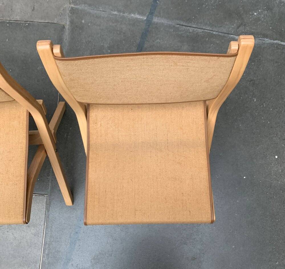 Vintage Italian folding chairs by Ilmari Tapiovaara for Olivo Italy, set of 3.