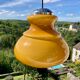 Suspension vintage italienne en opaline et métal chromé