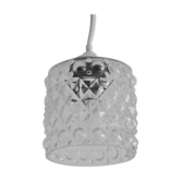 Suspension globe cylindre verre moulé gaufré bulle transparent