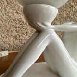 Design lamp in white ceramic and opaline, circa 1980