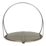 Silver metal and smoked glass tray