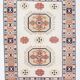 Beige & Pumpkin Orange Antique Vintage Rug Made in Anatolian, 202x284 Cm