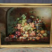 Still life with fruits. Oil on canvas. Signed.